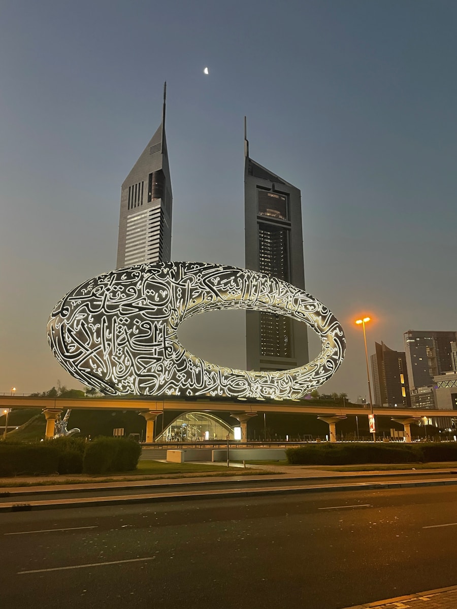 a picture of a large building with a lot of writing on it